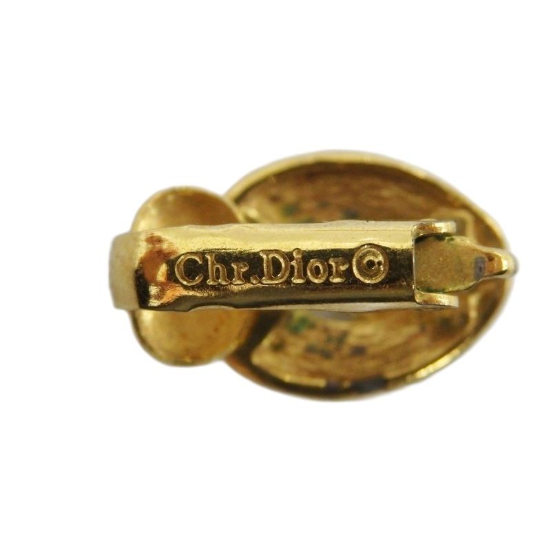 Dior Earrings Clip Type Rhinestone Log