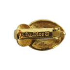Dior Earrings Clip Type Rhinestone Log
