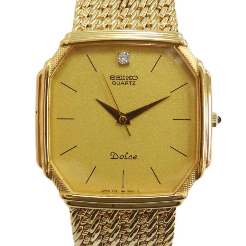 Seiko 7731-5000 Dolce Watch Diamond Quartz Logo Gold Color • GY18 MQ