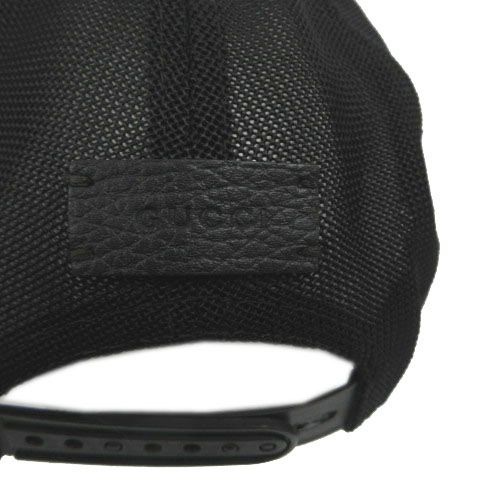 Gucci GG Pattern Nylon Mesh Cap Logo Cut Replacement Black Hat