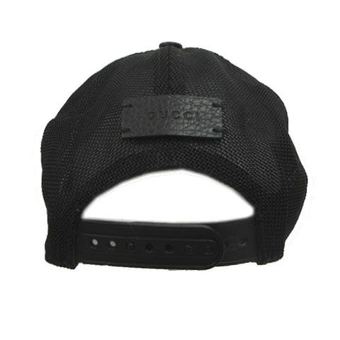 Gucci GG Pattern Nylon Mesh Cap Logo Cut Replacement Black Hat