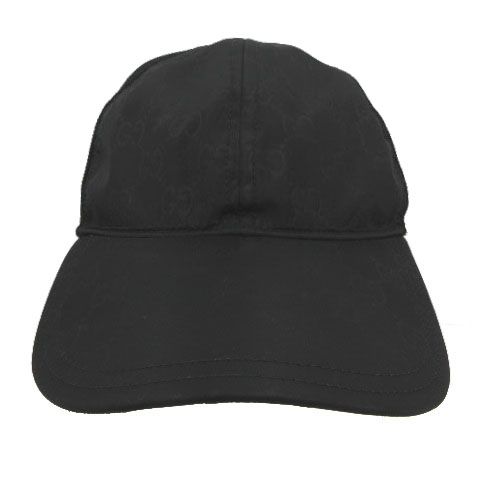 Gucci GG Pattern Nylon Mesh Cap Logo Cut Replacement Black Hat