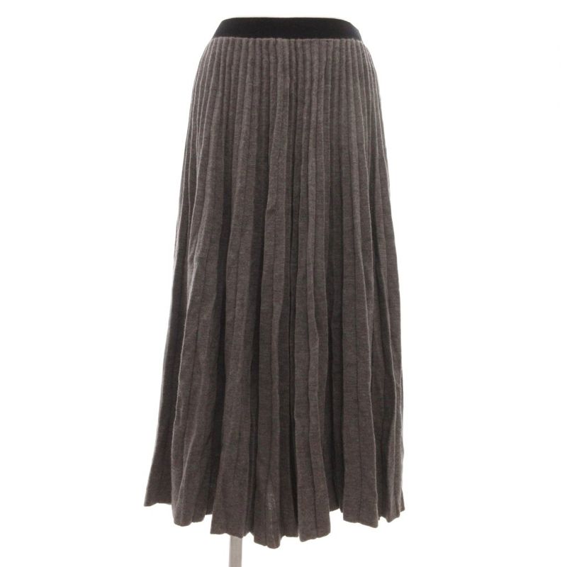 Celine Skirt Wool S Pleated Knit Long Length Gray ML • GY06