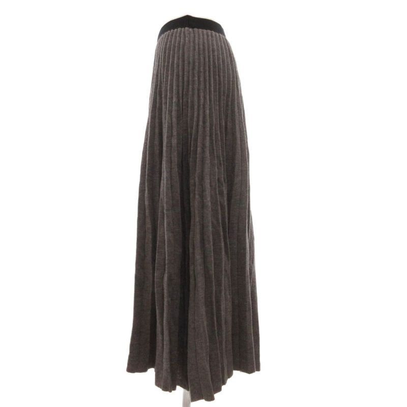 Celine Skirt Wool S Pleated Knit Long Length Gray ML • GY06