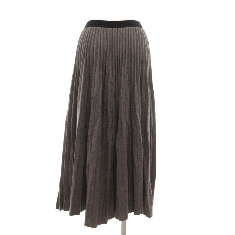 Celine Skirt Wool S Pleated Knit Long Length Gray ML • GY06