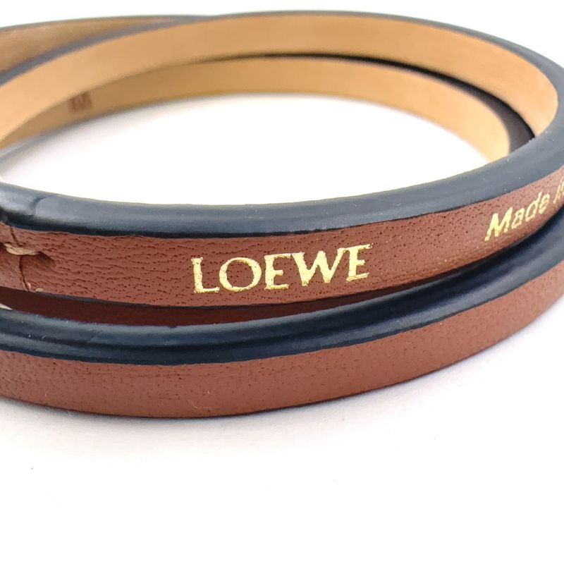 Loewe Twist Leather Brown Bracelet -bangle Gold