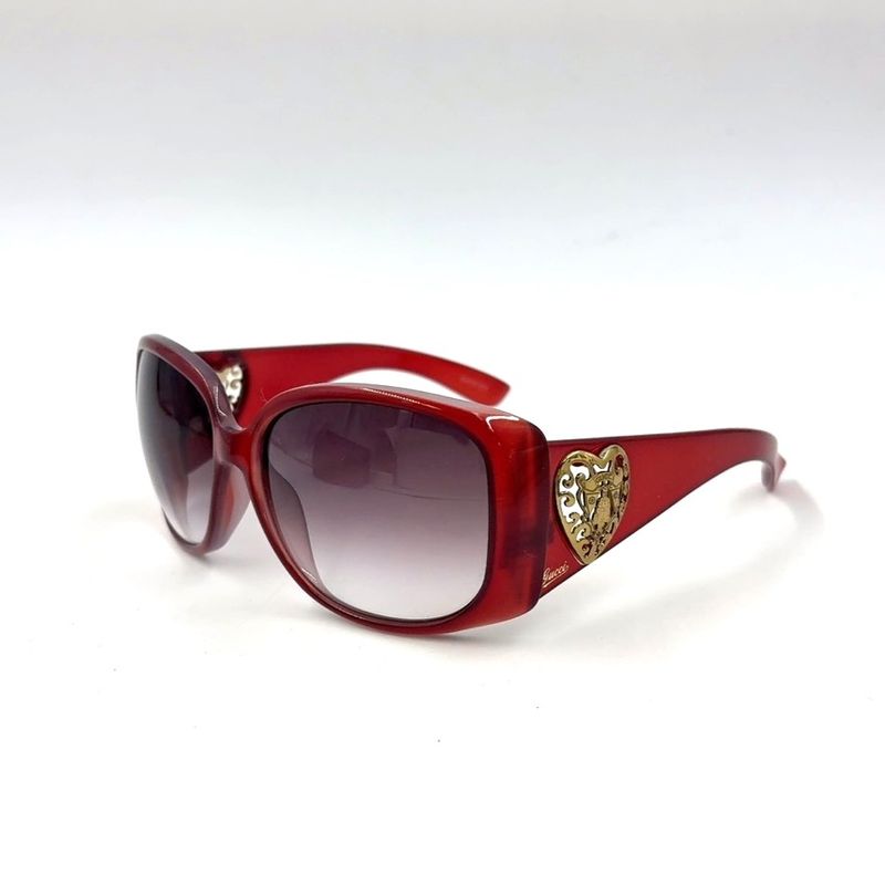 Gucci Cles Heart Plastic Brown Gold Eyewear