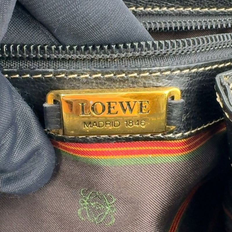 Loewe Twist Handle 2WAY Shoulder Bag Leather Brown X Black Handbag Gold