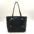 Bottega Veneta Intrecciato Leather Black Tote Bag Gold 162937