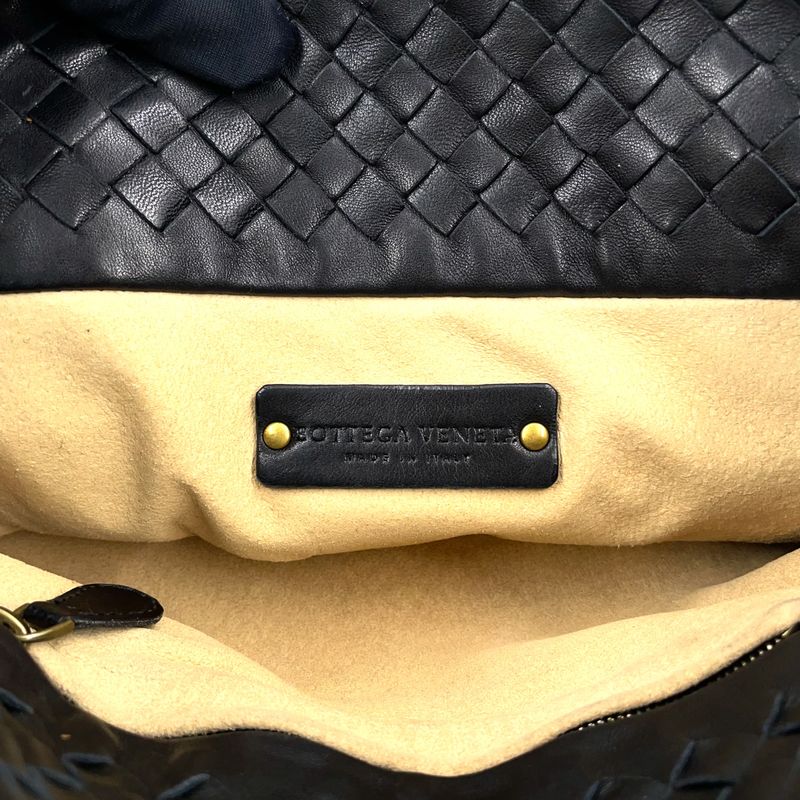 Bottega Veneta Intrecciato Leather Black Tote Bag Gold 162937