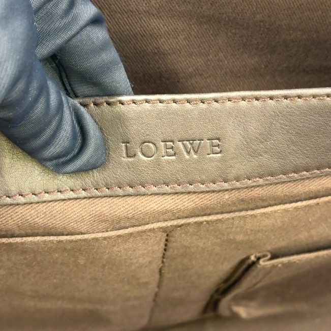Loewe Anagram Pattern Leather Dark Brown Black Business Bag Silver