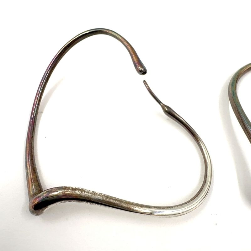 Tiffany & Co Elsa Peretti Open Heart Hoop Ag925 Silver Earrings