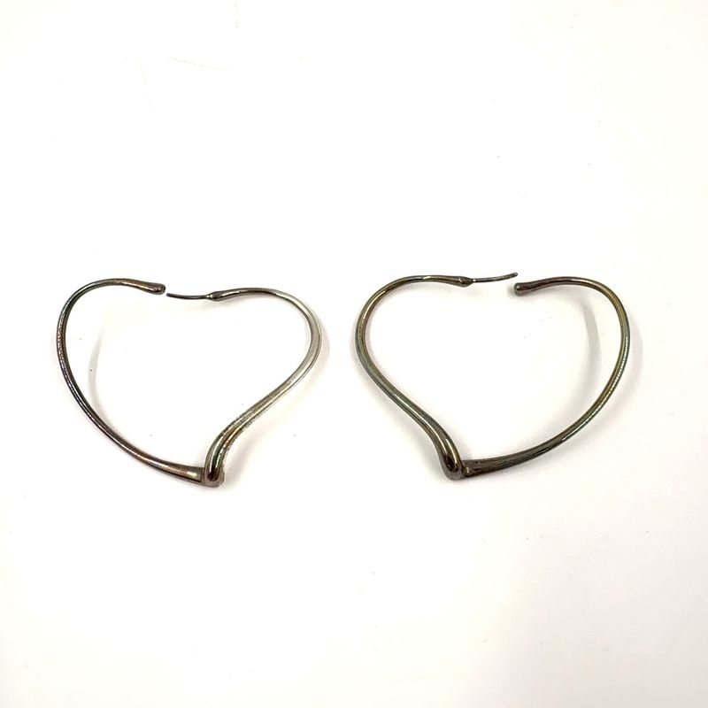 Tiffany & Co Elsa Peretti Open Heart Hoop Ag925 Silver Earrings