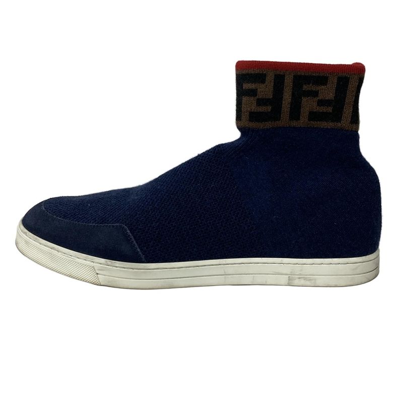Fendi Sneakers 8 Navy Red Dark Brown Socks Zucca