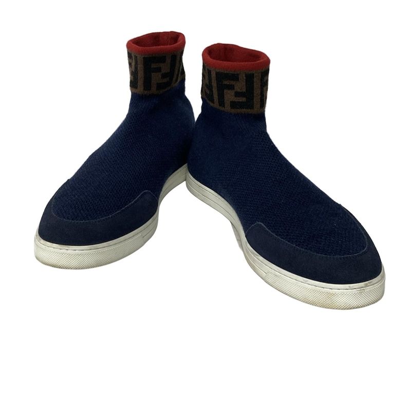 Fendi Sneakers 8 Navy Red Dark Brown Socks Zucca