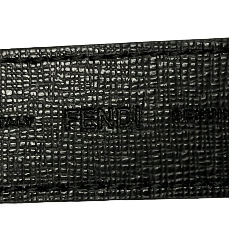 Fendi Belt 38 Black Silver Leather