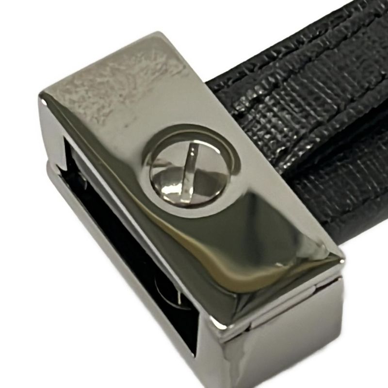 Fendi Belt 38 Black Silver Leather