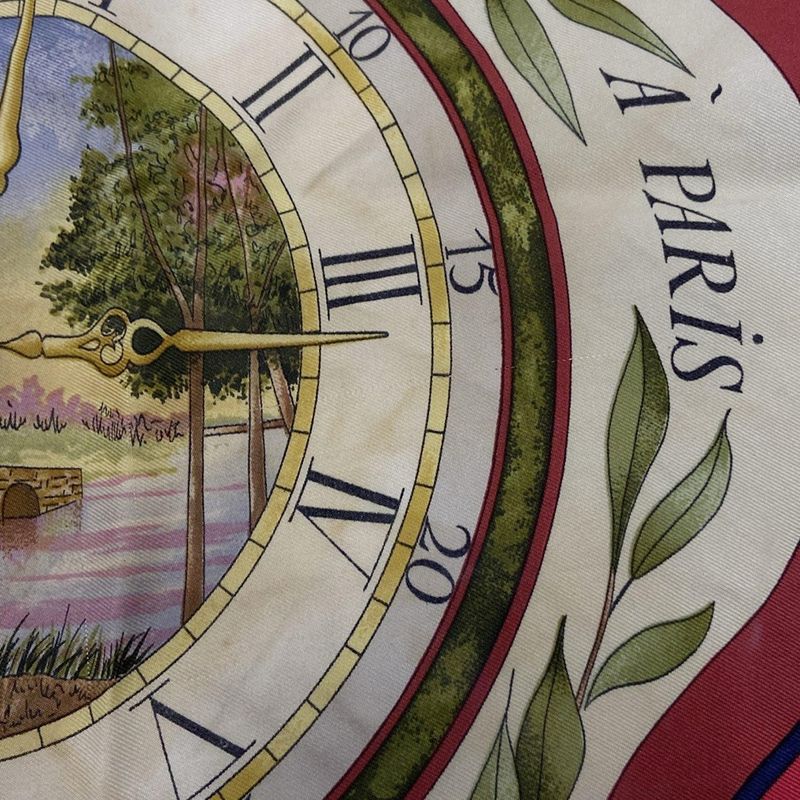 Hermes Scarf Carre 90 White Navy Multi la Ronde Des Heures Watch