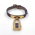 Hermes Kelly Watch Ke1.201 Chien Pan Leather Purple Gray Quartz Gold
