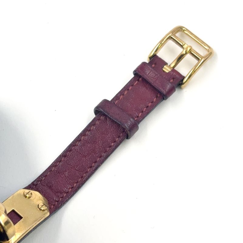 Hermes Kelly Watch Ke1.201 Chien Pan Leather Purple Gray Quartz Gold