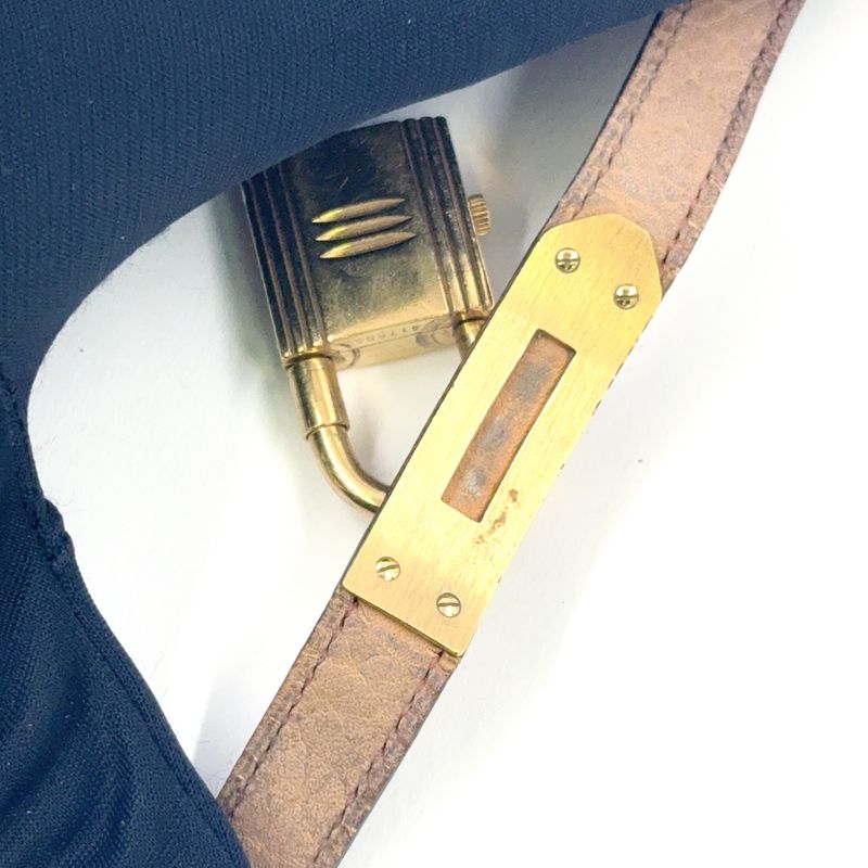 Hermes Kelly Watch Ke1.201 Chien Pan Leather Purple Gray Quartz Gold