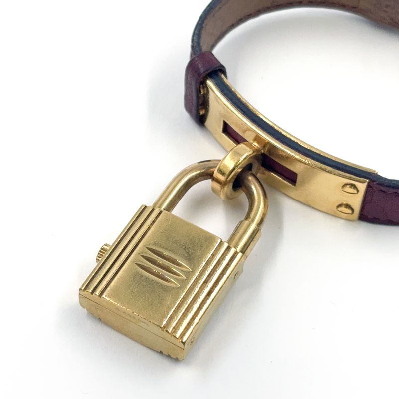 Hermes Kelly Watch Ke1.201 Chien Pan Leather Purple Gray Quartz Gold