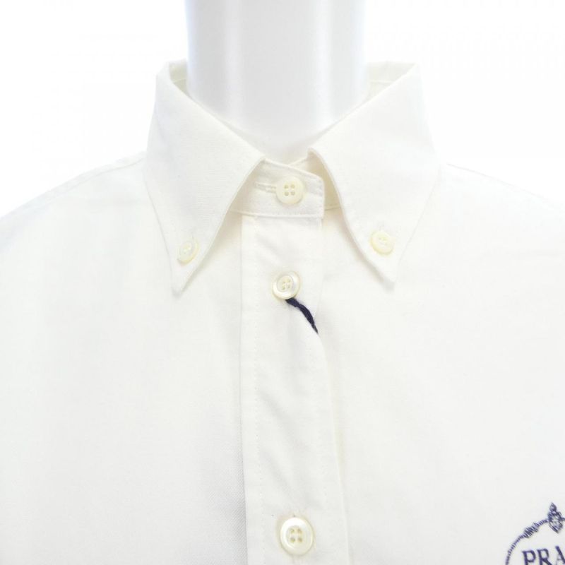 Prada Embroidered Oxford Cotton Shirt White