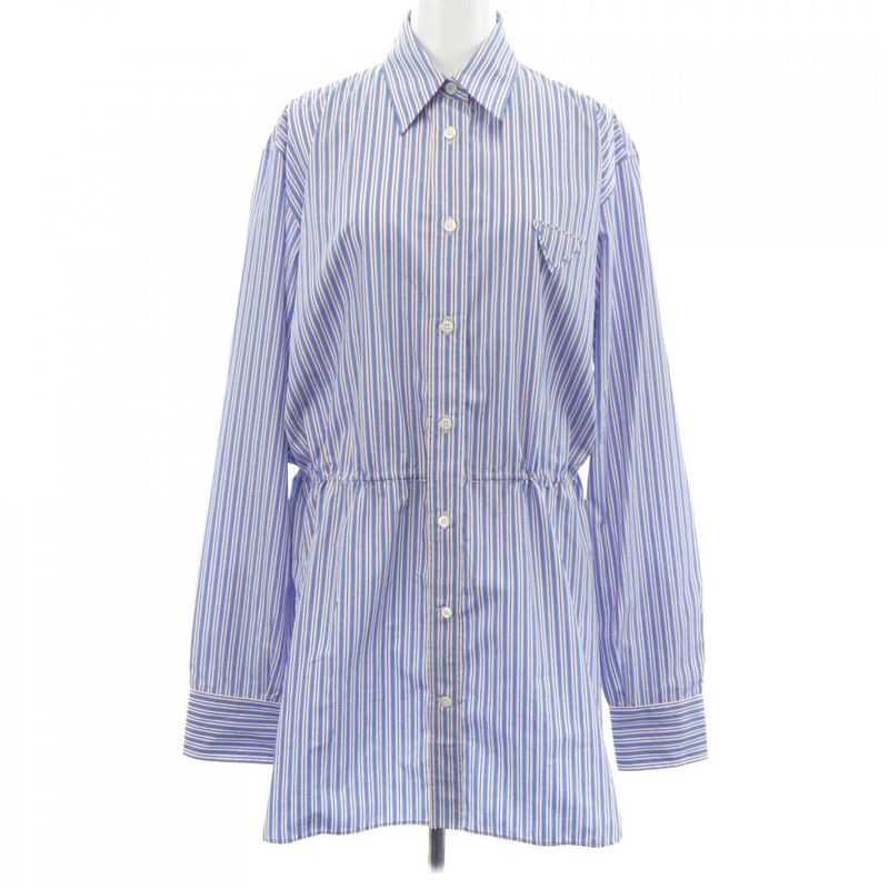 Prada Striped Poplin Shirt Blue Red
