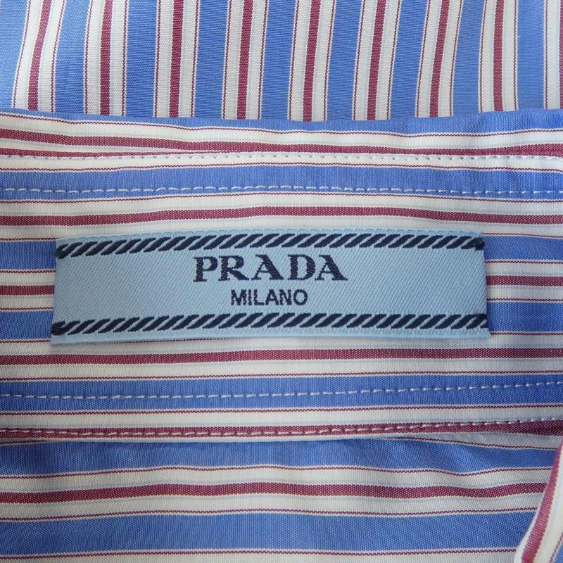 Prada Striped Poplin Shirt Blue Red