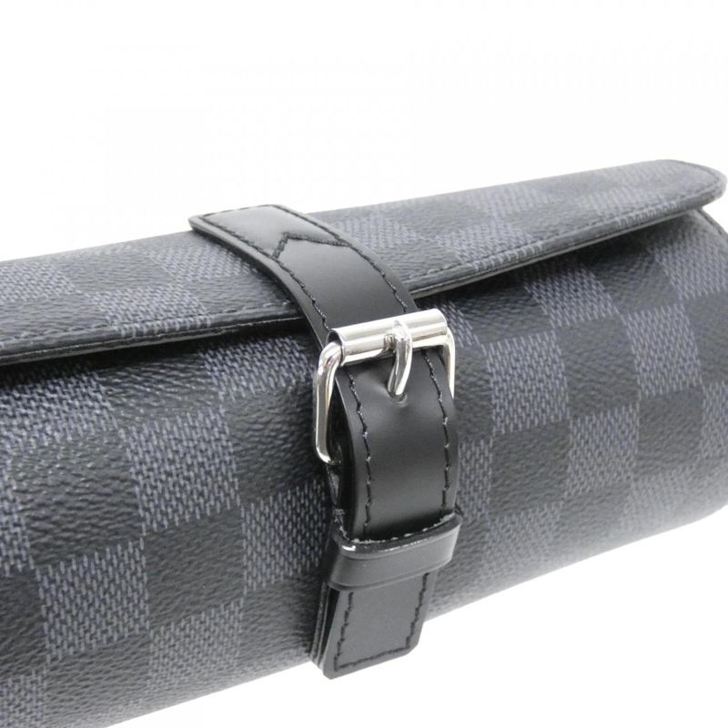 Louis Vuitton Damier Graphite Etuit 3 Montres N41137 Watch Case