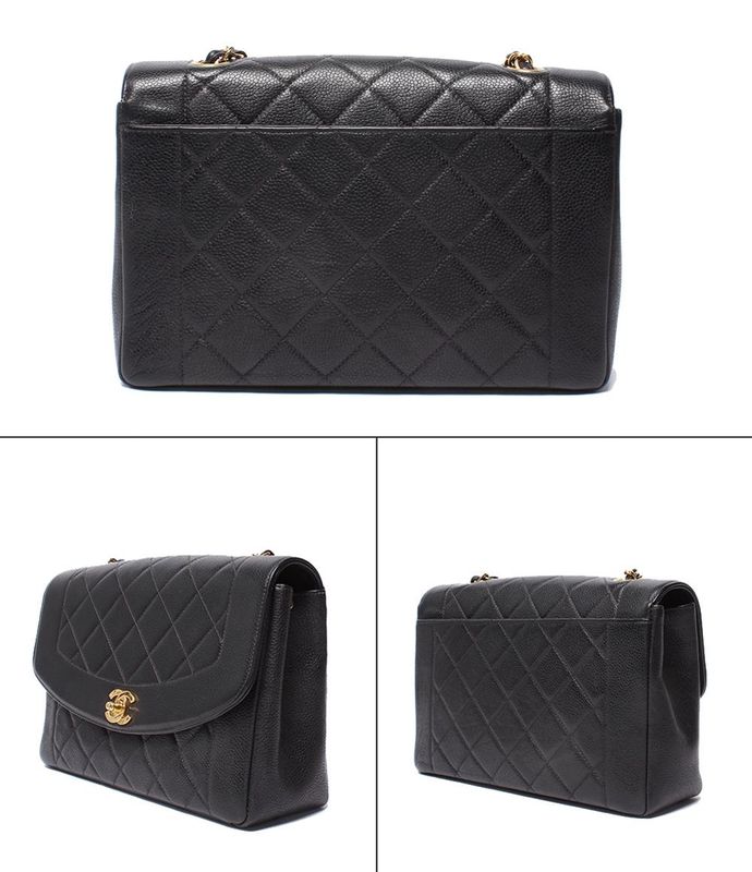 Chanel Chain Shoulder Bag Gold Hardware Diana Flap Matelasse No 4 Caviar Skin