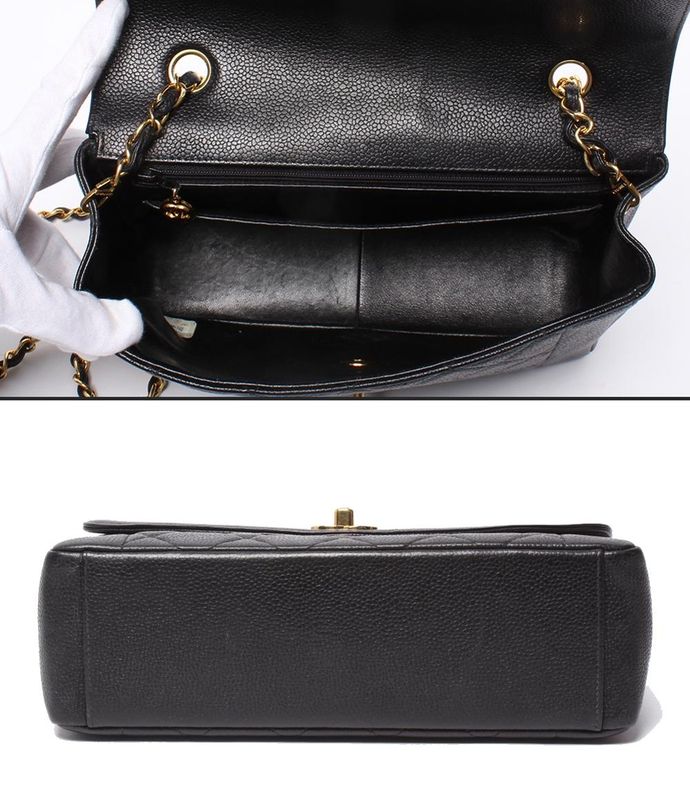 Chanel Chain Shoulder Bag Gold Hardware Diana Flap Matelasse No 4 Caviar Skin