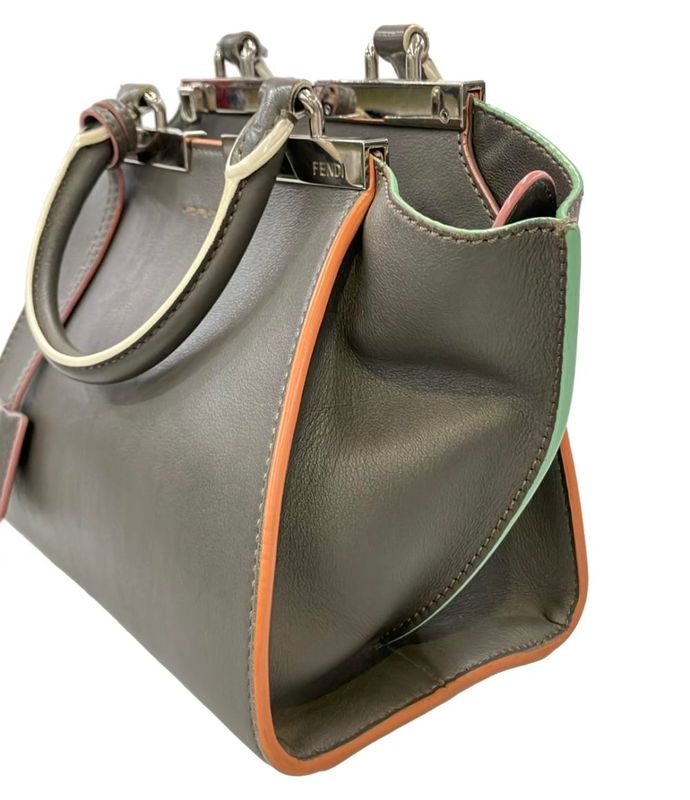 Fendi 2-Way Shoulder Bag Crossbody Petit Grey