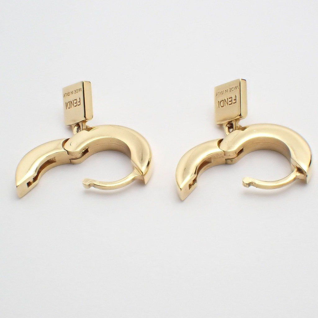 Fendi Forever Hoop Earrings Gold Color White — view 3