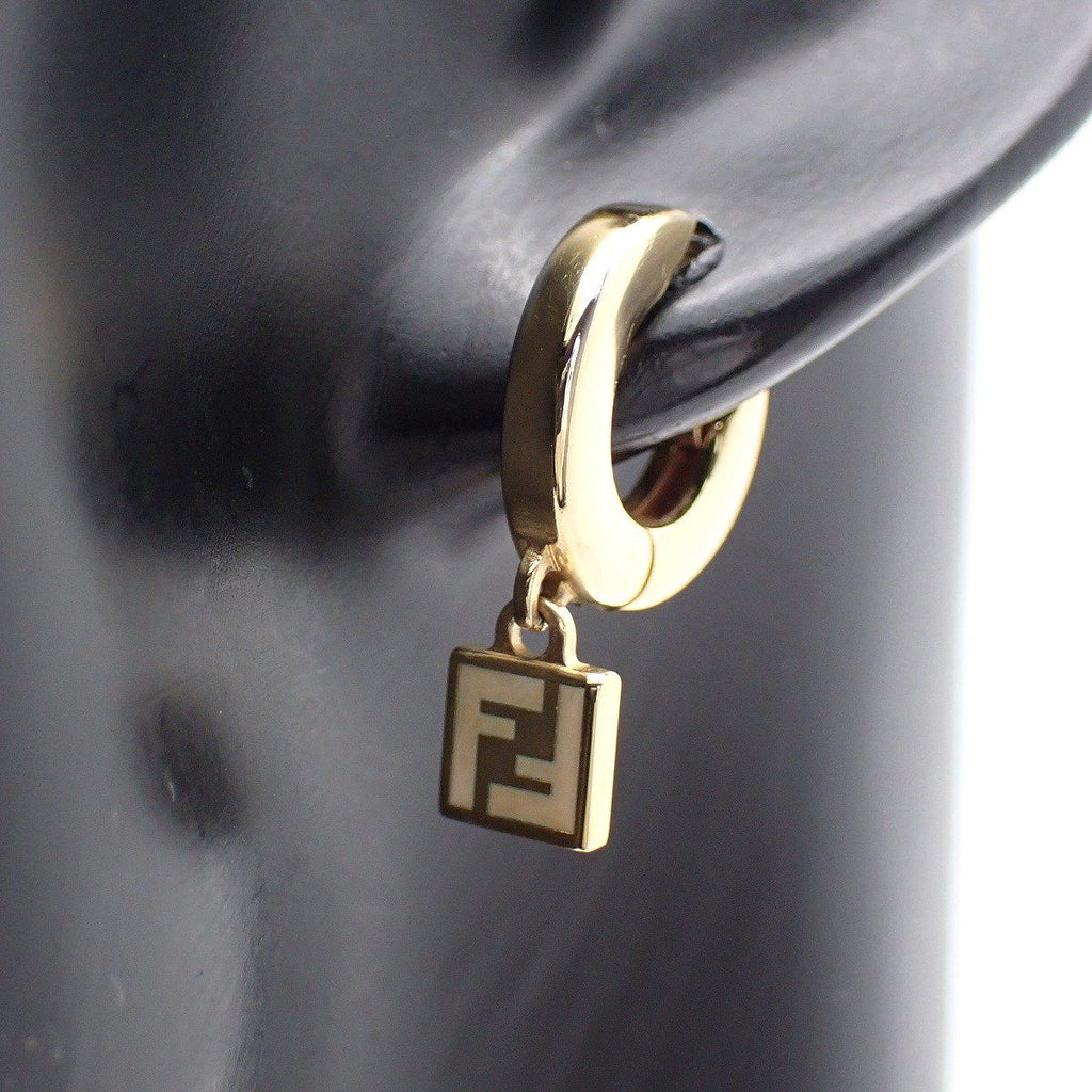 Fendi Forever Hoop Earrings Gold Color White — view 5