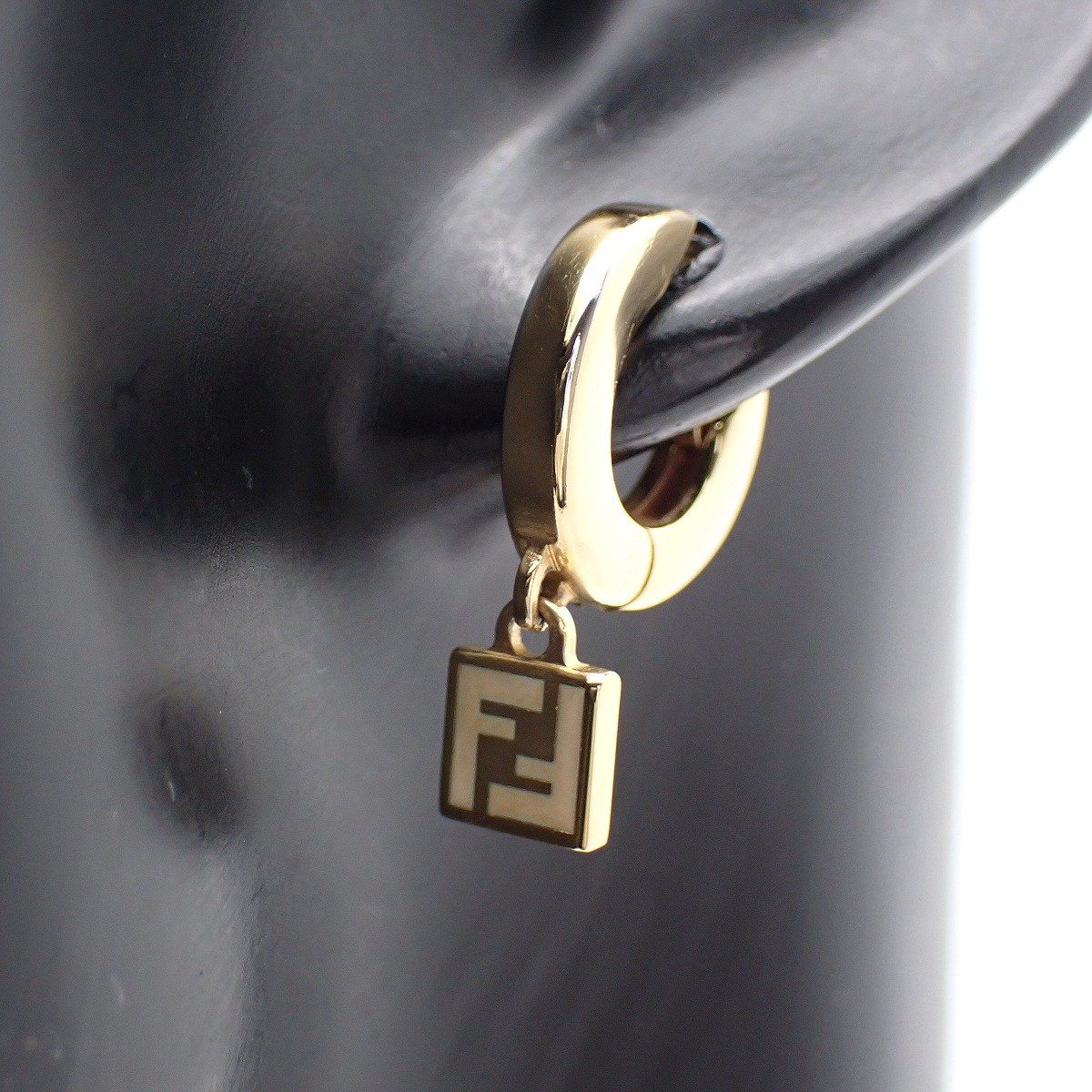 Fendi Forever Hoop Earrings Gold Color White — view 5