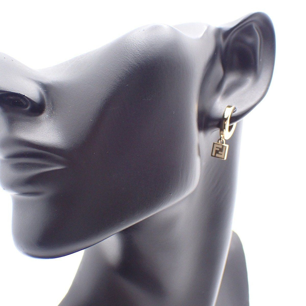 Fendi Forever Hoop Earrings Gold Color White — view 6