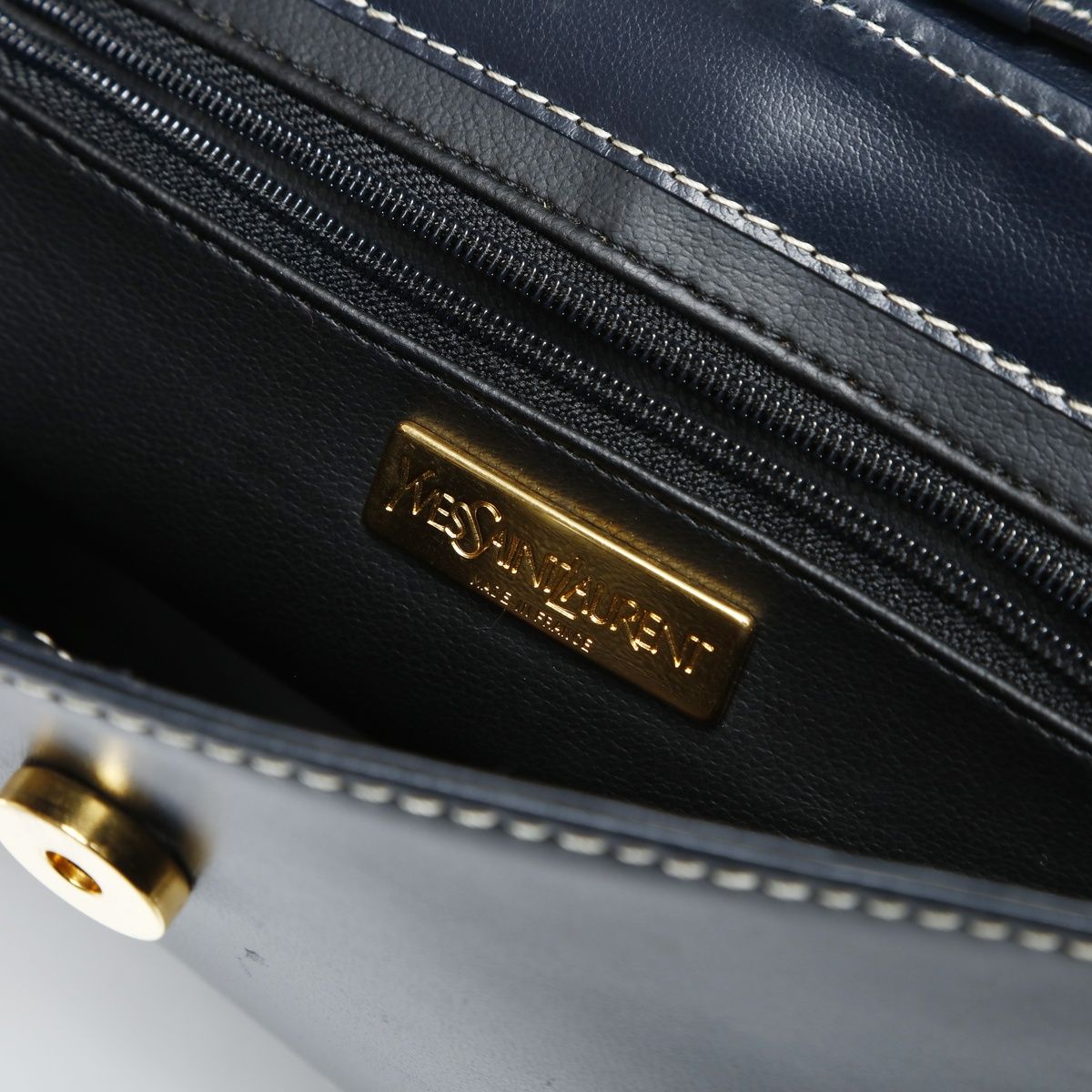 Saint Laurent Yves Shoulder Bag YSL Cut Logo Leather — view 9