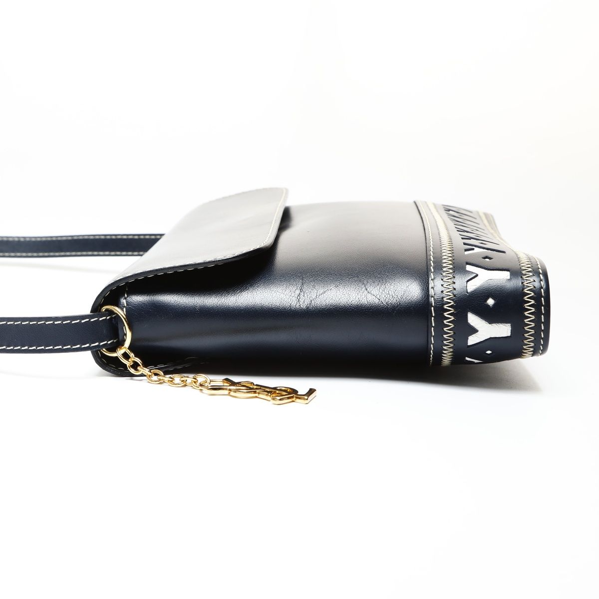 Saint Laurent Yves Shoulder Bag YSL Cut Logo Leather — view 3