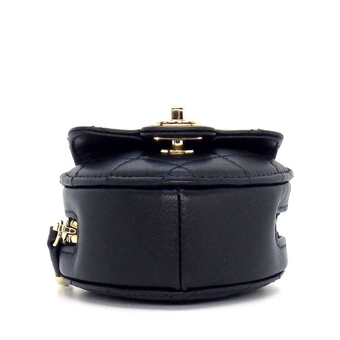 Chanel Shoulder Bag Quilted Heart Chain Mini Pouch Black Lambskin Gold