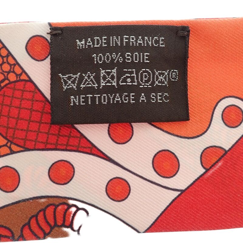 Hermes Selle de Dignitaire Dignitary's Saddle Scarf Silk Orange Red Horse