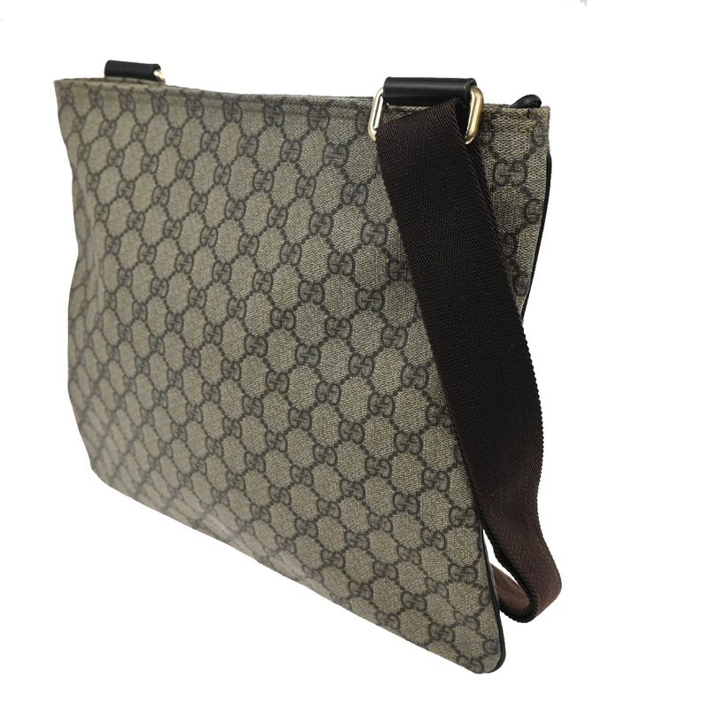 Gucci GG Plus Shoulder Bag Brown Leather