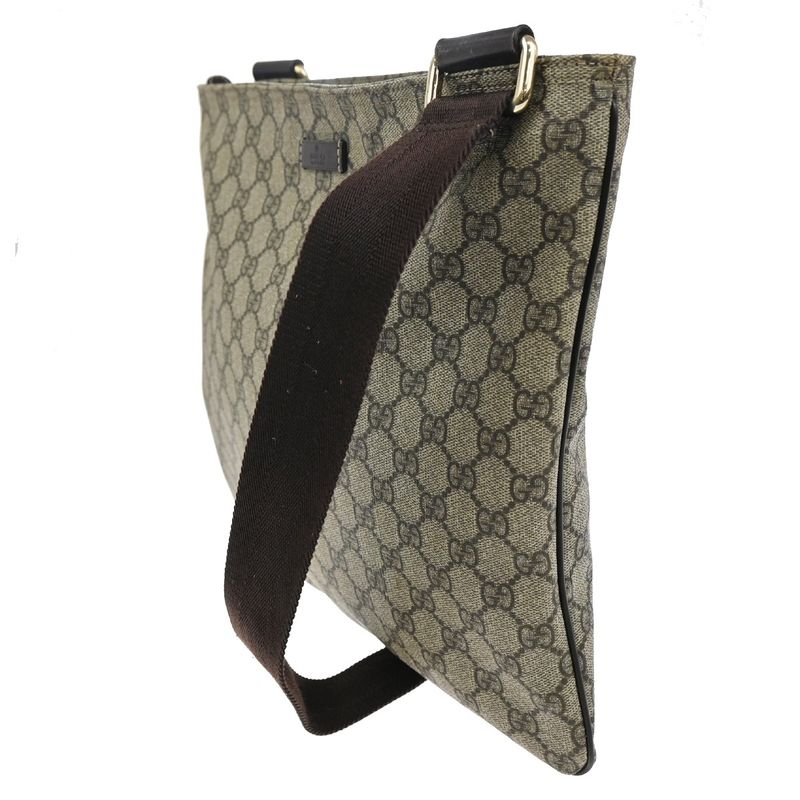 Gucci GG Plus Shoulder Bag Brown Leather