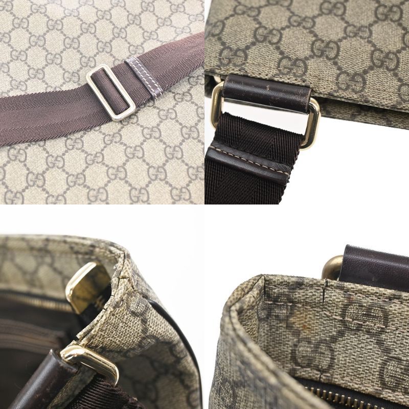 Gucci GG Plus Shoulder Bag Brown Leather