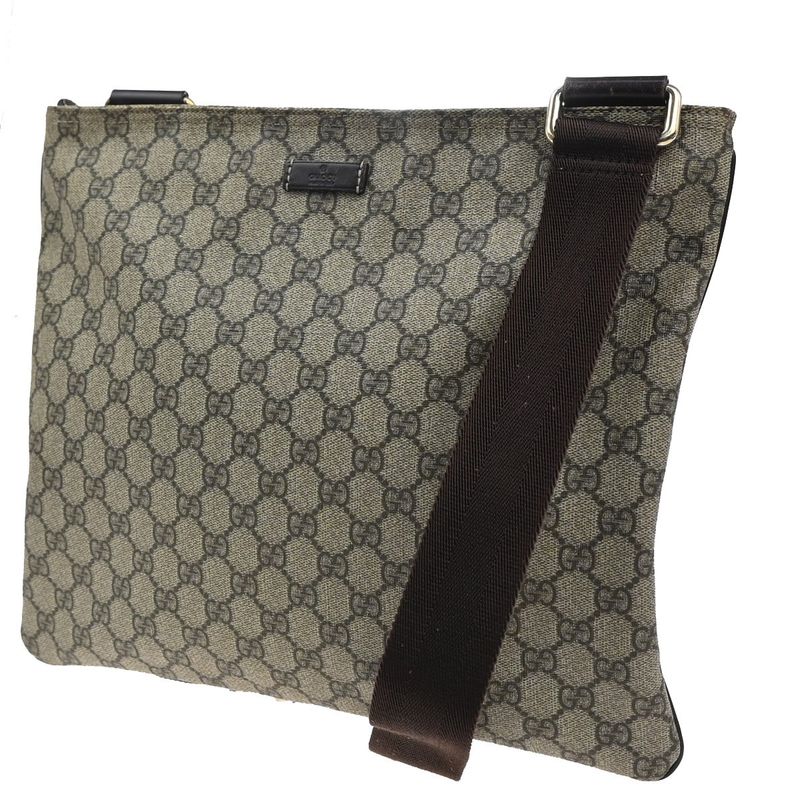 Gucci GG Plus Shoulder Bag Brown Leather