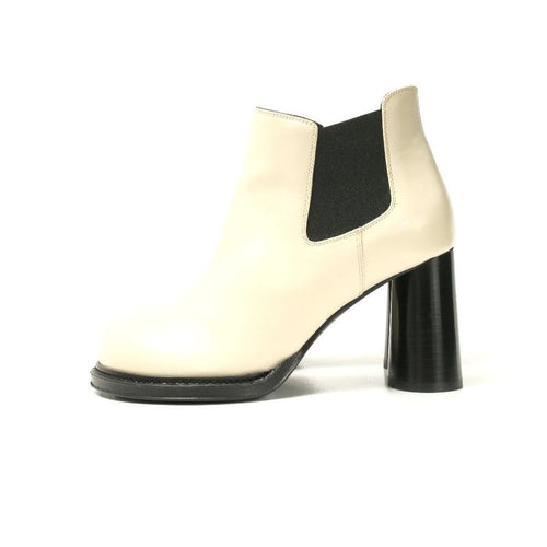 Bottega Veneta Boots 36 Side Gore Chelsea High Heel Cream Black