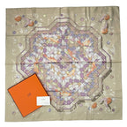 Hermes Scarf Silk Carre 90 Sous les Oranges Under the Orange Tree Beige