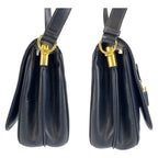 Gucci Vintage Navy Gold GG Canvas Leather Shoulder Bag Pochette
