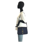 Gucci Vintage Navy Gold GG Canvas Leather Shoulder Bag Pochette