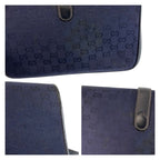 Gucci Vintage Navy Gold GG Canvas Leather Shoulder Bag Pochette